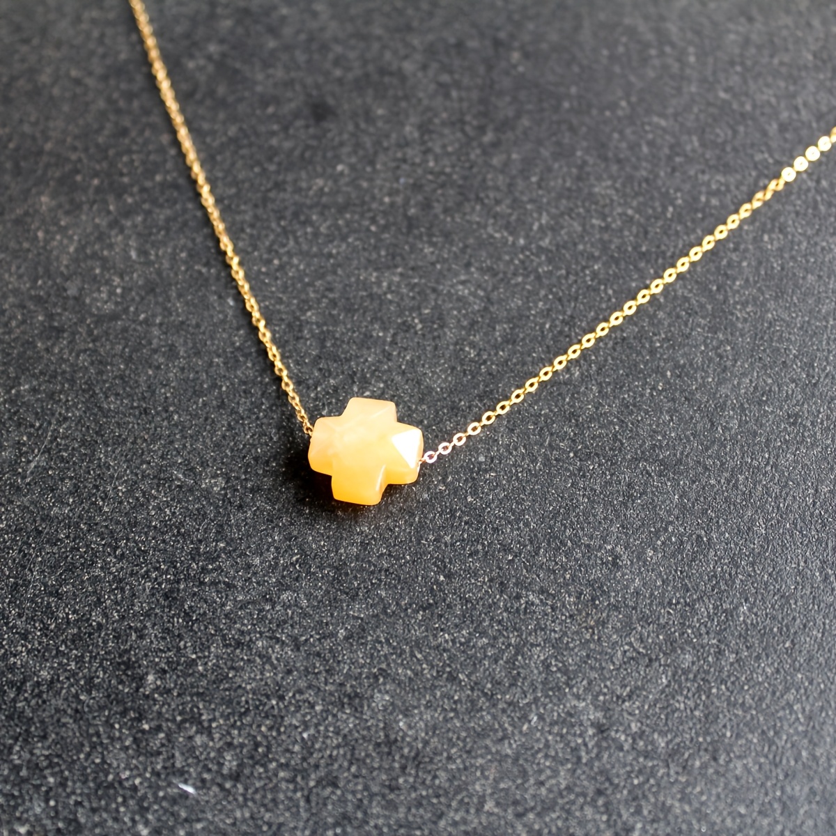 Women's Vintage Natural Agate Cross Necklace
